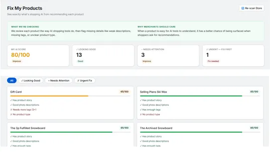 ClikBooster AI Store Optimizer screenshot