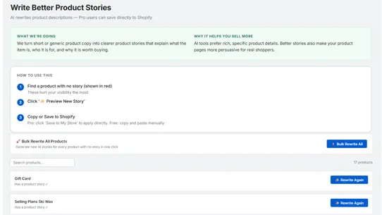 ClikBooster AI Store Optimizer screenshot