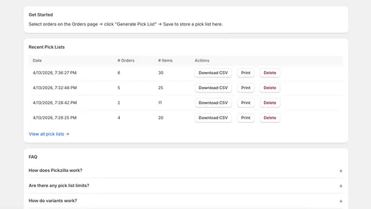 Pickzilla screenshot