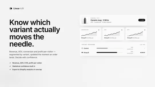 Linear, Price Testing screenshot