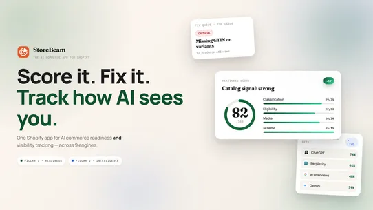 StoreBeam AI analytics and GEO screenshot
