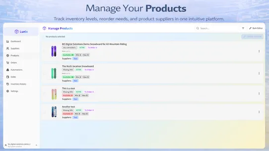 Lunix: Suppliers &amp; Inventory screenshot
