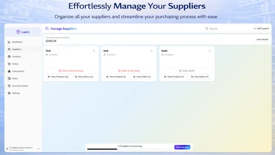 Lunix: Suppliers &amp; Inventory screenshot