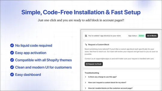 LEO ‑ Customer Account Blocks screenshot