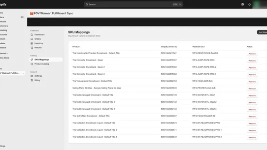 FOV Walmart Fulfillment Sync screenshot