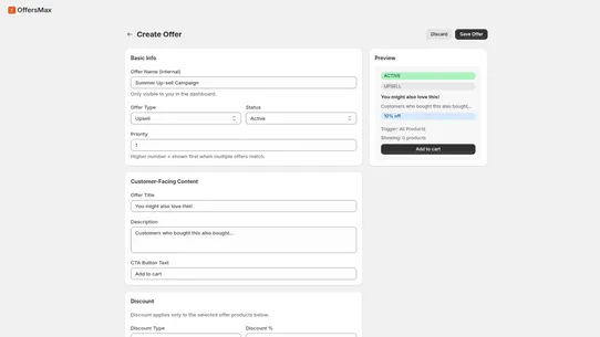 OffersMax: Up‑sell, Cross‑Sell screenshot