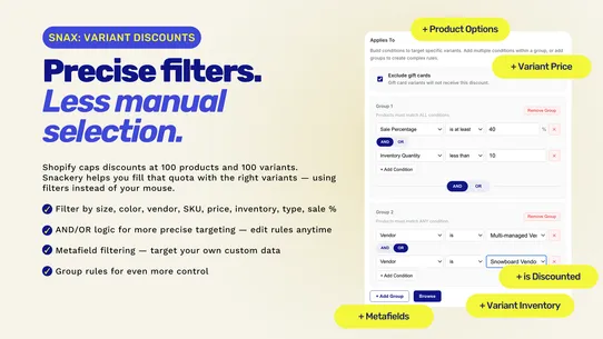 Snax: Variant Discounts screenshot