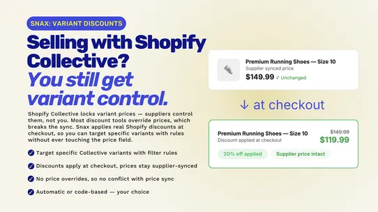 Snax: Variant Discounts screenshot