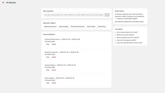 Business Intelligence AI screenshot
