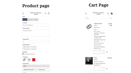 HS Product Options &amp; Variants screenshot