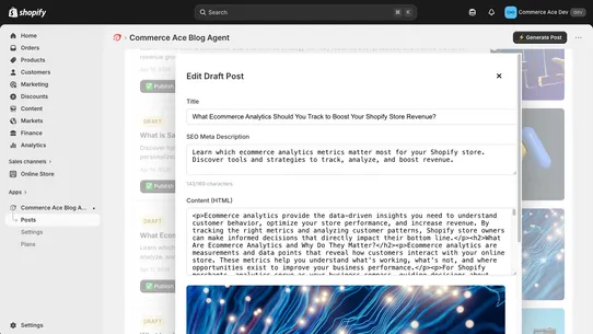 Commerce Ace Blog Agent screenshot