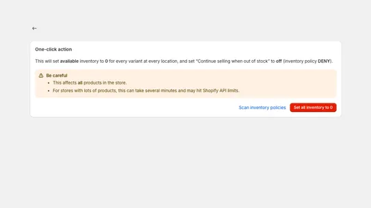 1Click Archive and Empty Stock screenshot