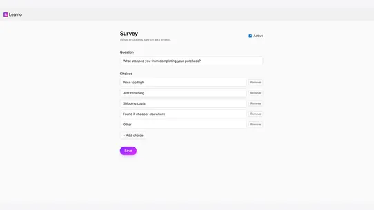 Leavio — Exit Survey screenshot