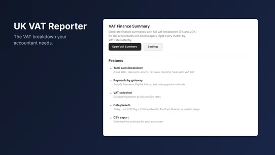 Weblegs VAT Reporter screenshot