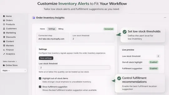 OrderSight Inventory Insights screenshot