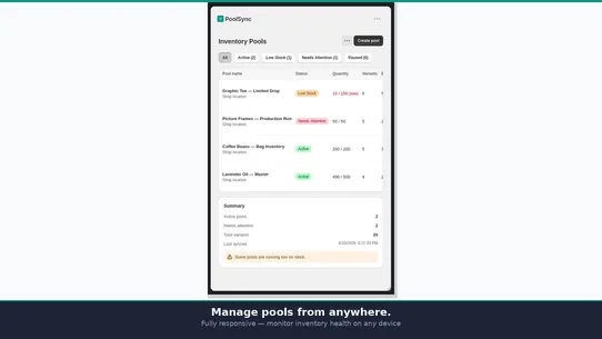 PoolSync: Shared Inventory screenshot