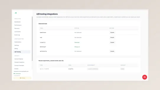 eventabee Tracking &amp; Consent screenshot