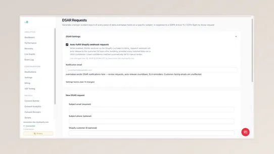 eventabee Tracking &amp; Consent screenshot