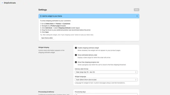 ShipEstimate screenshot