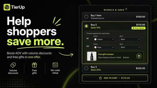 TierUp Bundles Quantity Breaks screenshot