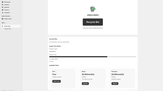 UndoHero: Product Recycle Bin screenshot