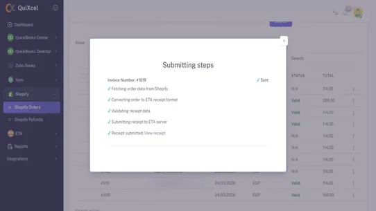 QuiXcel ETA Connector screenshot