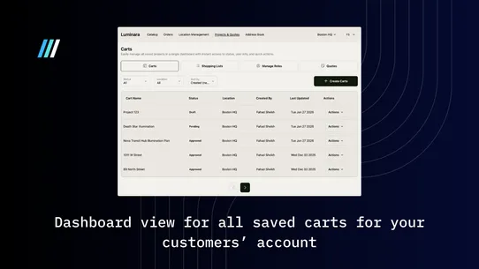 Extend B2B Shared Carts screenshot