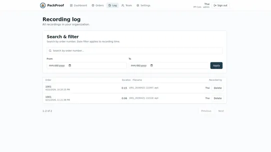 PackProof Packing Video Record screenshot