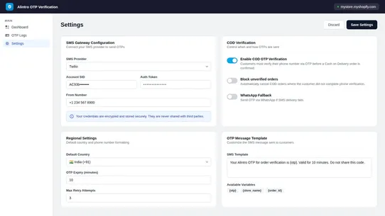 Alintro OTP Verification screenshot