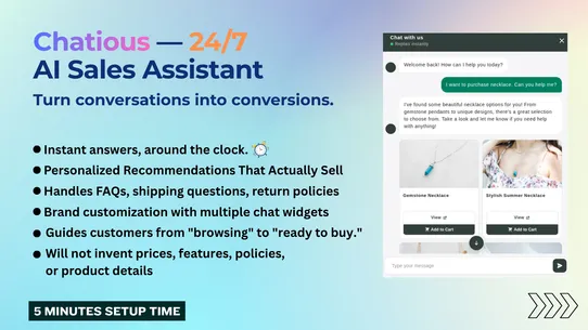 Chatious ‑ 24/7 AI chat + Sale screenshot