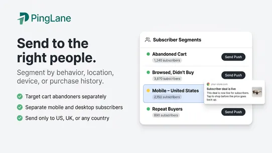 PingLane: Web Push screenshot