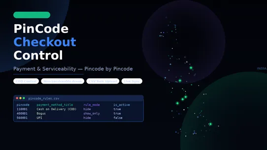 PinCode Checkout Control screenshot