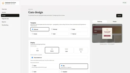 Gatekeeper Age Gate screenshot