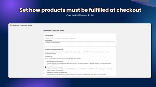 Fulfillment Constraint Rules screenshot
