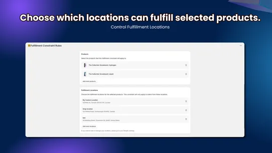 Fulfillment Constraint Rules screenshot