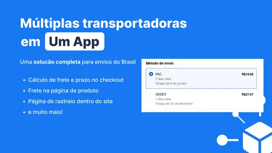 Hub de Frete no Checkout screenshot