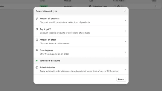 Pilot Scheduled Discounts screenshot