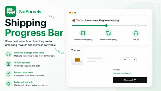 NOPARCELS Shipping Bar screenshot