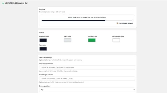 NOPARCELS Shipping Bar screenshot