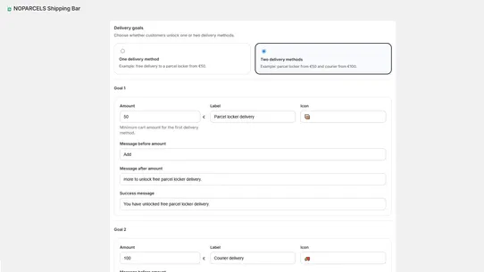 NOPARCELS Shipping Bar screenshot