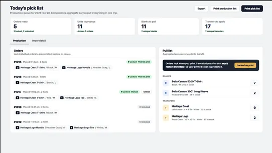 Pressly: POD Inventory screenshot