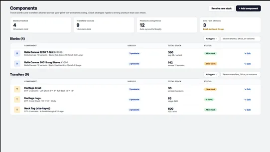 Pressly: POD Inventory screenshot