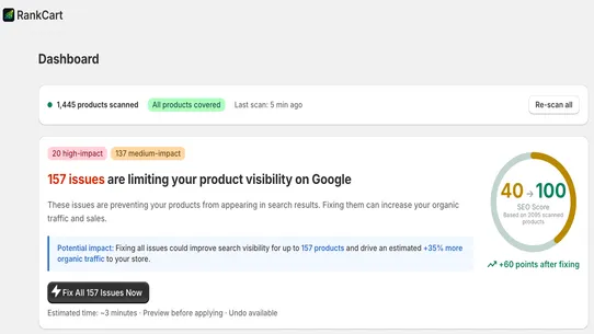 RankCart ‑ Scan &amp; Auto Fix SEO screenshot