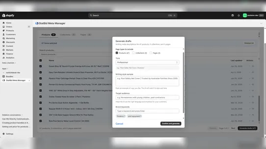 StatBid Meta Manager screenshot