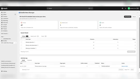StatBid Meta Manager screenshot