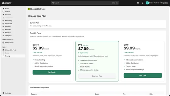 Shoppable Posts ‑ blog to bag screenshot