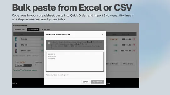Ourava Quick Order screenshot