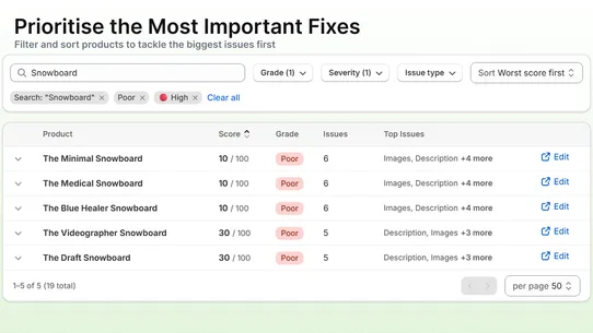 Surge: Product Listing Audit screenshot