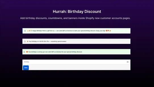 Hurrah: Birthday Discount screenshot