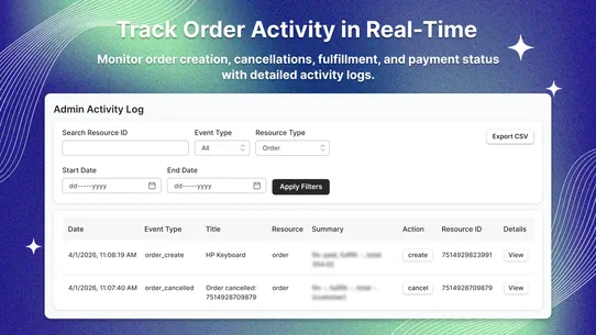ESTS Admin Activity Log screenshot